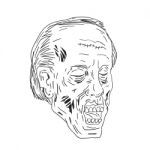 Zombie Head Eyes Closed Drawing Stock Photo