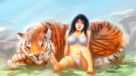 Tiger Woman Painting Sexy Stock Photo