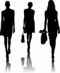 Fashion Silhouette Girls walking Stock Photo