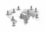 Social Network On World Map Stock Photo