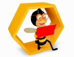 Cartoon bee reading book Stock Photo