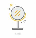 Thin Line Icons, Mirror Stock Photo