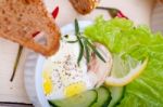 Fresh Garlic Cheese Dip Salad Stock Photo