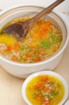 Syrian Barley Broth Soup Aleppo Style Stock Photo