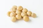 Macadamia Nuts On White Stock Photo