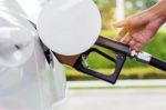 The Fuel Nozzle Inside A Car Stock Photo