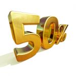 3d Gold 50 Percent Sign Stock Photo