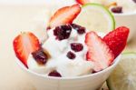 Fruit And Yogurt Salad Healthy Breakfast Stock Photo