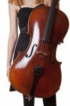 Lady Holding Violoncello Stock Photo