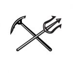 Crossed Mountain Ice Axe And Trident Icon Stock Photo