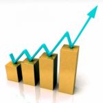 Gold Bar Chart Shows Budget Versus Actual Stock Photo