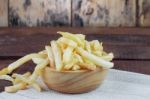 French Fries On Tablecloth Stock Photo