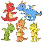 Dragon Cartoon Set Stock Photo