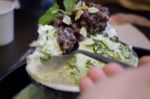 Green Tea Mochi Iced Cream And Shaved Ice Stock Photo