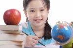 Student Girl Doing Homework Stock Photo