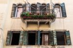 Shuttered Windows In Venice Stock Photo