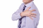 Cropped Image Of  Man Having Shoulder Pain Stock Photo