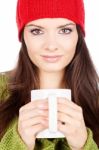 Pretty Brunette Girl Holding A Teapot Stock Photo