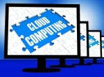 Cloud Computing On Monitors Showing System Networks Stock Photo