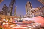 Night Traffic Light In Thailand Stock Photo