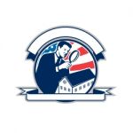 American Home Inspector Usa Flag Circle Icon Stock Photo