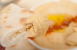 Hummus With Pita Bread Stock Photo