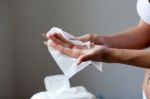 Clean Hands With Wet Wipes Stock Photo