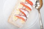 Napoleon Strawberry Cake Dessert Stock Photo