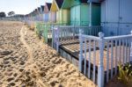 Beach Huts At West Mersea Stock Photo