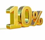 3d Gold 10 Ten Percent Discount Sign Stock Photo