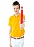 SchoolBoy Showing Pencil Stock Photo