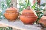 Clay Pot Filled With Water Stock Photo