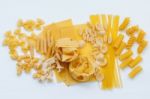 Italian Foods Concept And Menu Design. Assorted Types Of Pasta F Stock Photo