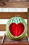 Heart Carved Watermelon Stock Photo