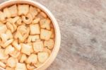 Alphabet Biscuit In Wooden Tray Stock Photo