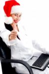 Christmas Doctor Showing Thumbs Up Stock Photo