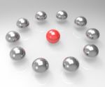 Metal Spheres Showing Leadership Or Seminar Stock Photo