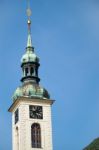 View Of A Tower At The Klemintum In Prague Stock Photo