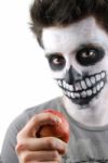 Don't Eat Just Apples (skeleton Guy Concept) Stock Photo