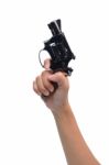 Hand Hold Revolver Gun Isolated On White Background Stock Photo