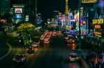 Night Scene Along The Strip In Las Vegas Stock Photo