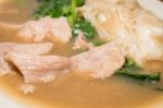 Soup Of Pork With Kale And Pasta In Close Stock Photo