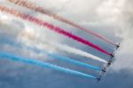 Red Arrows Aerial Display At Biggin Hill Airshow Stock Photo