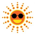 Sun Smile With Sunglasses On White Background Stock Photo