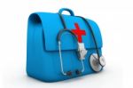 Stethoscope And First Aid Kit Stock Photo