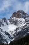 Red Mountain Near Cortina D'ampezzo Stock Photo