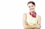 Pretty Woman With Ear Phones Stock Photo