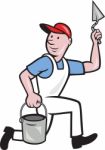 Plaster Masonry Worker Cartoon Stock Photo