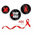 Aids Awareness Red Ribbon. World Aids Day Stock Photo