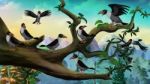 Flock Of Crows Sitting On A Tree Stock Photo